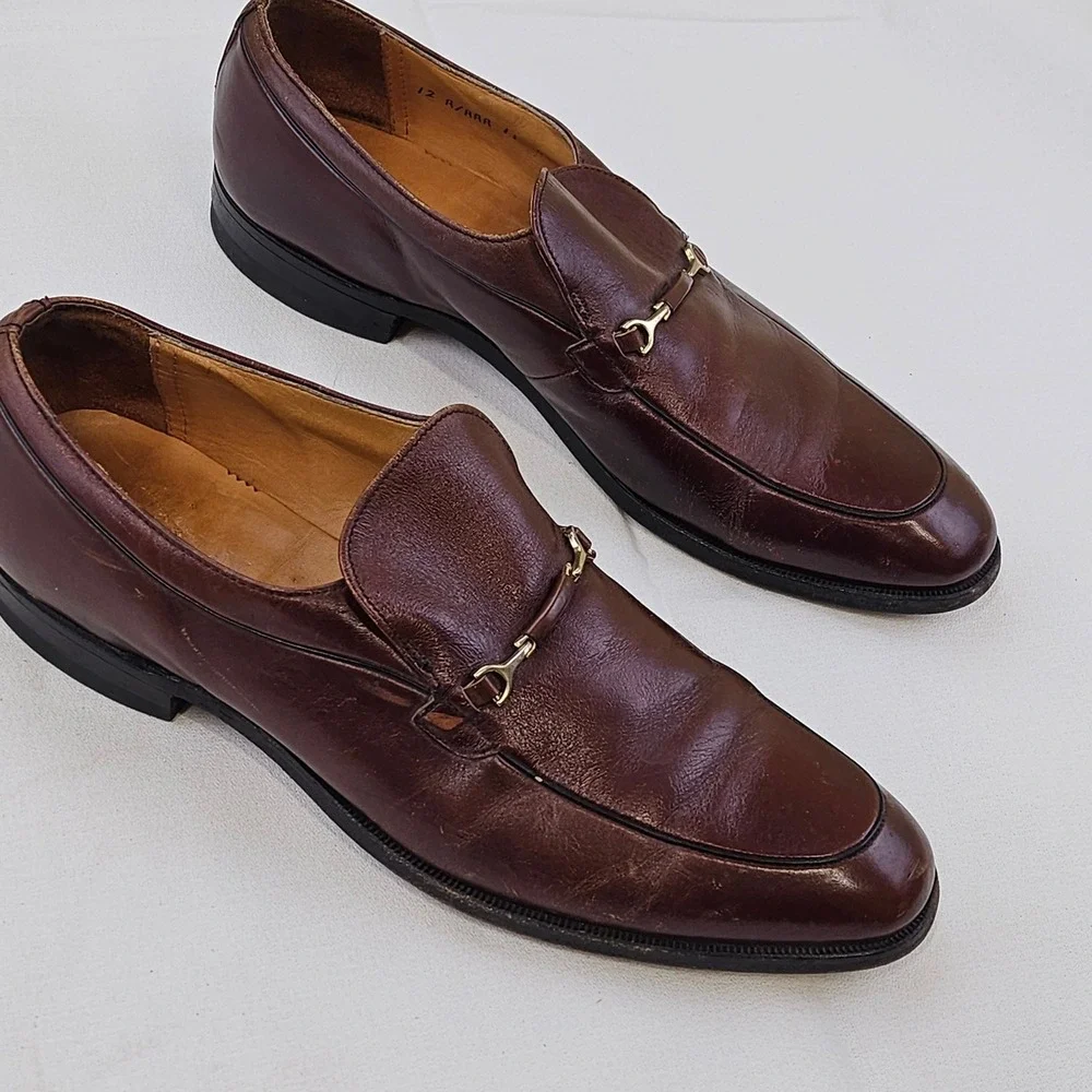 Bostonian‎ Mens 12 A/AAA Burgundy Leather Bit Loafers Dress Shoes 21004